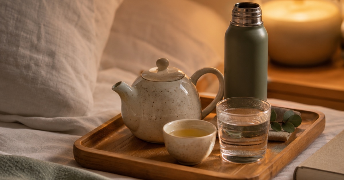 2026 睡前喝什麼比較不打亂節奏：B&G Tea、Herbox、熱水動線怎麼配的生活情境封面圖