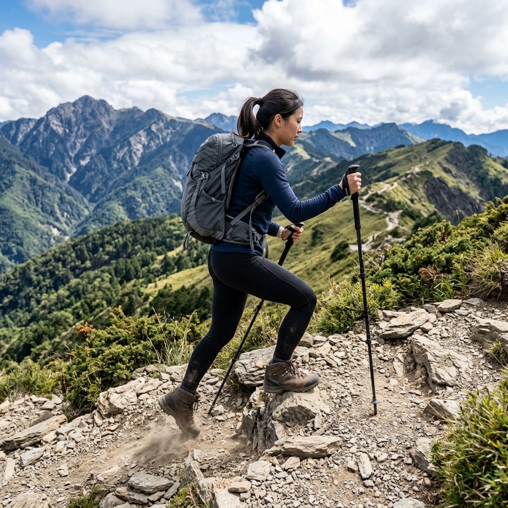 登山核心發力與步法：教你如何在上山省力、下山護膝的生活情境封面圖