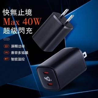 【DA】40W雙Type-C充電器 超級閃充 PD快充頭(屏顯功率/雙孔/豆腐頭/智能溫控)，圖片來源：momo 商品頁 / 泰緯興業社