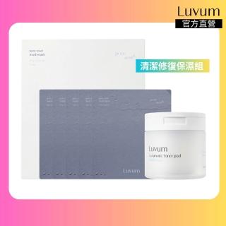 【Luvum】清潔修復保濕組 金縷梅棉片60片+泥漿面膜5片 控油 深層清潔 修護 敏感肌 官方直營(棉片 面膜)，圖片來源：momo 商品頁 / 全球通國際有限公司