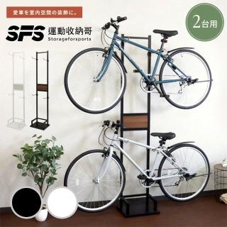 【SFS】日本進口直立式2輛落地自行車收納架(自行車掛架 直立架 展示架 停車架 腳踏車停車掛架推薦)，圖片來源：momo 商品頁 / 成長智能有限公司