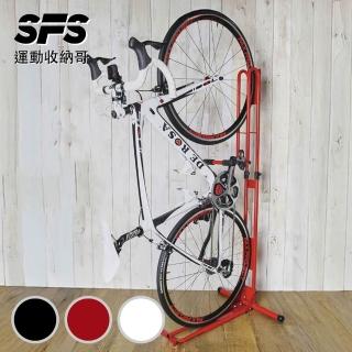 【SFS】日本進口L型直立式踏板固定自行車收納架(無需天花板支撐 展示架 直立架 腳踏車停車架推薦)，圖片來源：momo 商品頁 / 成長智能有限公司