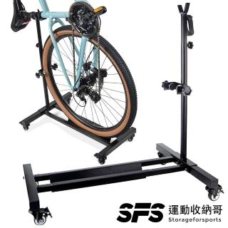 【SFS】L型滾輪式直立自行車停車架(展示架 直立架 腳踏車停車架 立式自行車停車架推薦 室內外皆宜)，圖片來源：momo 商品頁 / 成長智能有限公司
