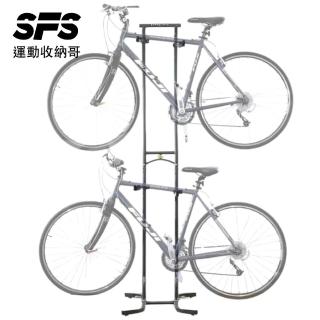【SFS】直立式2輛自行車收納架掛架(獨立式車架掛架 立架 展示架 停車架 自行車掛架 腳踏車掛架推薦)，圖片來源：momo 商品頁 / 成長智能有限公司