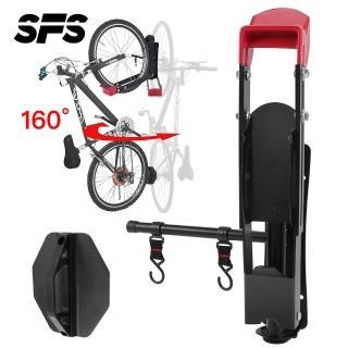 【SFS】160°旋轉壁掛式直立自行車壁掛架(折疊璧掛架 腳踏車壁掛架 壁掛式自行車架推薦 室內外皆宜)，圖片來源：momo 商品頁 / 成長智能有限公司