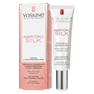 【YOSKINE】魔幻絲綢抗皺絲滑眼唇霜15ml 蠶絲 玫瑰果油 眼唇撫紋 快速吸收 官方正貨(眼唇霜)，圖片來源：momo 商品頁 / 全球通國際有限公司