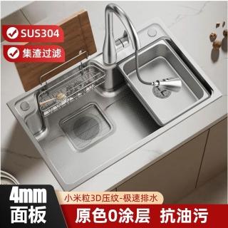 廚房水槽日式大單槽加厚洗菜盆洗手池洗碗槽304不銹鋼洗菜池，圖片來源：momo 商品頁 / 楡青企業社