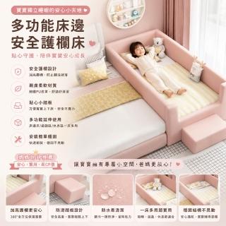 實木床 男孩小床 帶護欄女孩公主床 邊床加寬拚接大床,圖片來源:momo 商品頁 / 楡青企業社