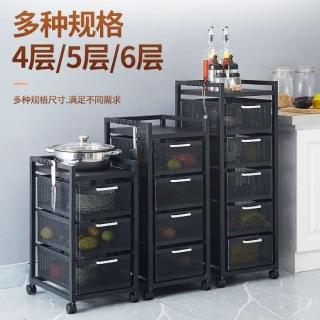 廚房置物架抽拉式蔬菜儲物架多層大容量微波爐架廚房抽屜式置物架,圖片來源:momo 商品頁 / 鈺鈴企業社