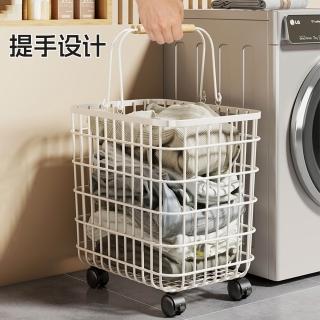 洗衣房帶輪衣物收納筐家用陽臺洗衣機旁臟衣籃大容量衣服整理筐子，圖片來源：momo 商品頁 / 艾麗芬國際有限公司