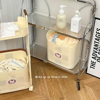 奶油風臟衣籃多功能可移動洗衣籃宿舍家用臥室大容量臟衣服收納筐，圖片來源：momo 商品頁 / 艾麗芬國際有限公司