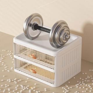 大容量收納化妝品化妝抽屜式宿舍透明收納盒多層置物架防塵桌面，圖片來源：momo 商品頁 / 艾麗芬國際有限公司
