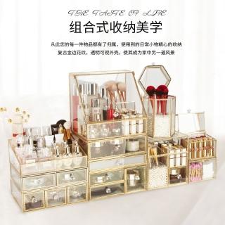 公主梳妝盒影樓用品大容量收納護膚化妝品口紅桌面玻璃整理架,圖片來源:momo 商品頁 / 皓勲企業社