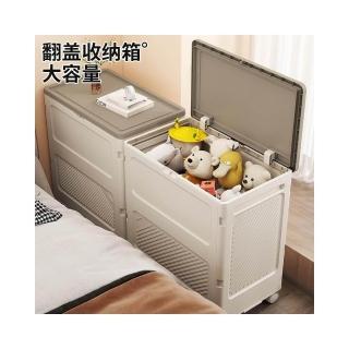 翻蓋收納箱衣服玩具整理櫃大容量移動式房間被子儲物櫃，圖片來源：momo 商品頁 / 皓勲企業社