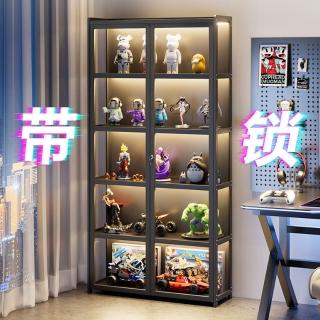 帶鎖手辦櫃家用分層展示收納箱透明高清玻璃櫃檯大容量玩具陳列櫃,圖片來源:momo 商品頁 / 景敦商行