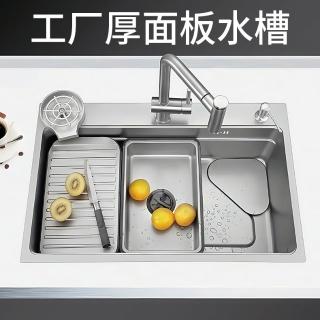 多功能洗碗池 SUS304不銹鋼水槽 寬邊厚面板廚房大單槽一體化,圖片來源:momo 商品頁 / 佑澄企業社