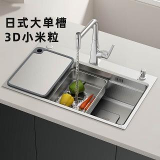 加厚5.0廚房水槽大單槽多功能一體洗菜盆304不銹鋼壓紋家用洗碗池,圖片來源:momo 商品頁 / 佑澄企業社
